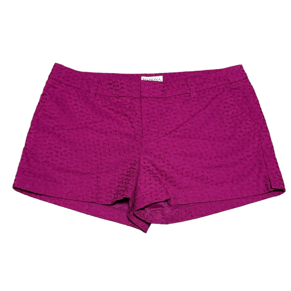 Merona Fuchsia Pink Eyelet Lace Chino Shorts Size 6 Cotton Fully Lined Target